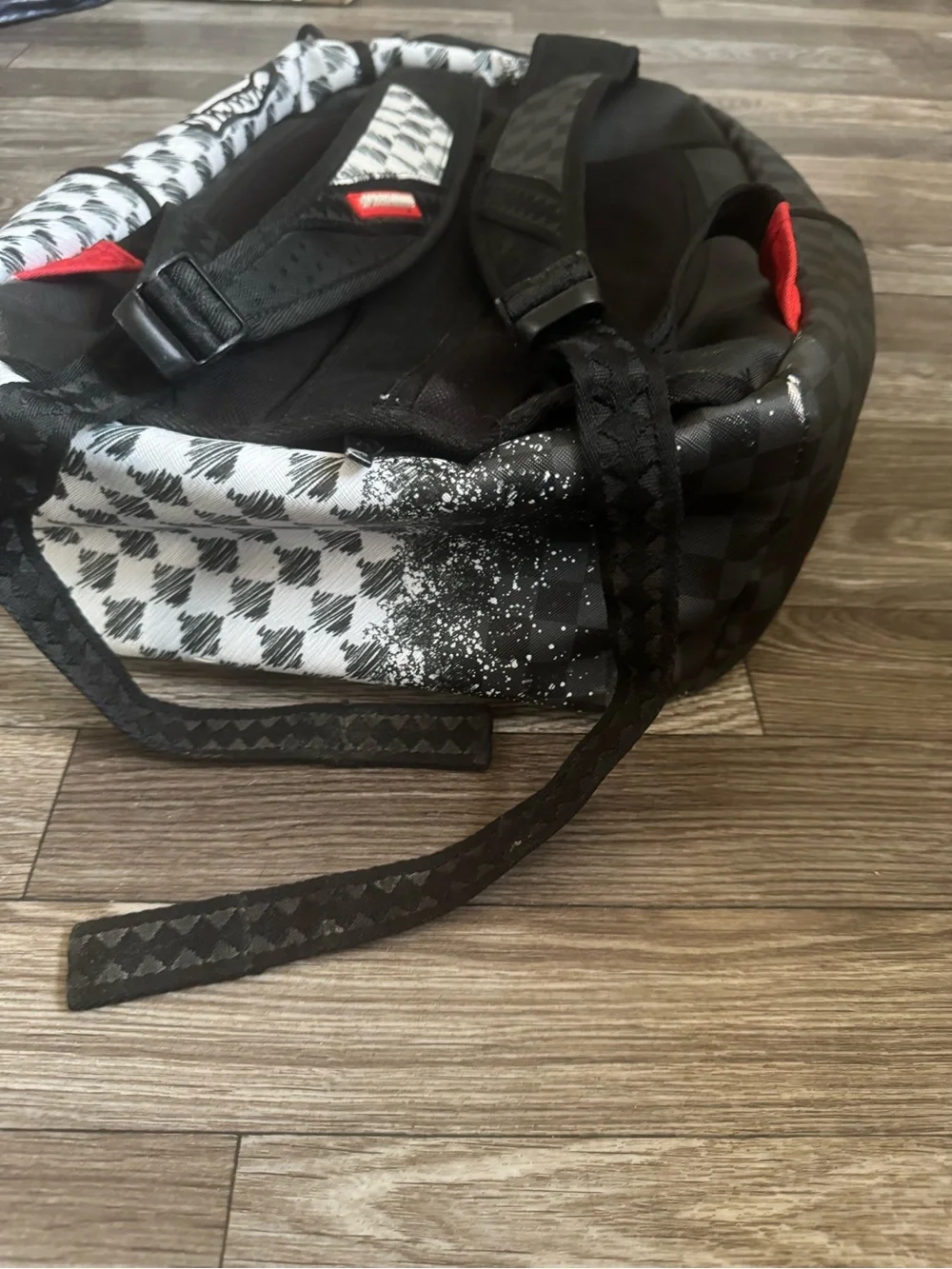 Sprayground Black, White & Red Shark Graphic Backpack
